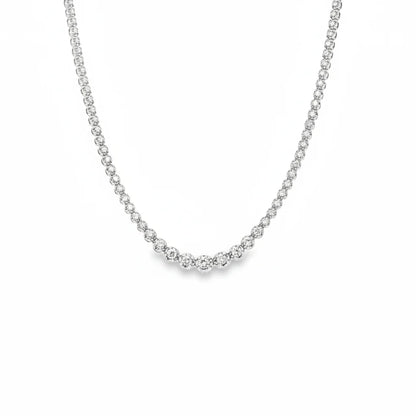 14KT WHITE GOLD NATURAL DIAMONDS BUTTERCUP GRADUATED  18" NECKLACE
