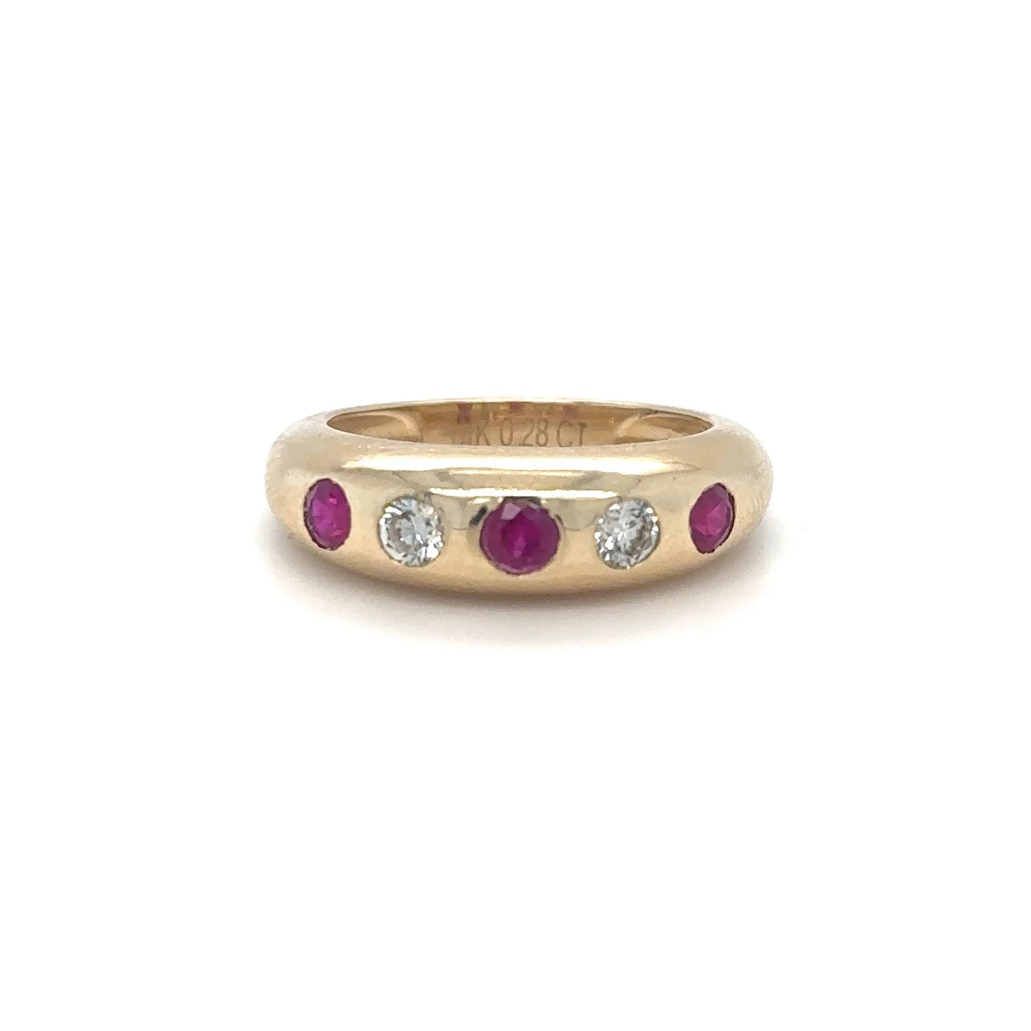 14KT YELLOW GOLD RUBY AND DIAMOND RING