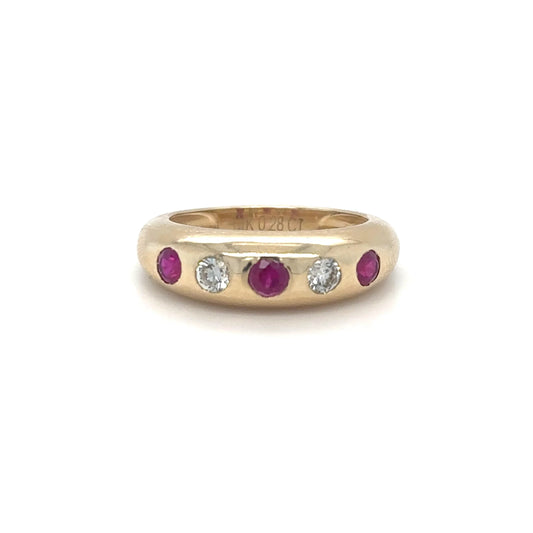 14KT YELLOW GOLD RUBY AND DIAMOND RING