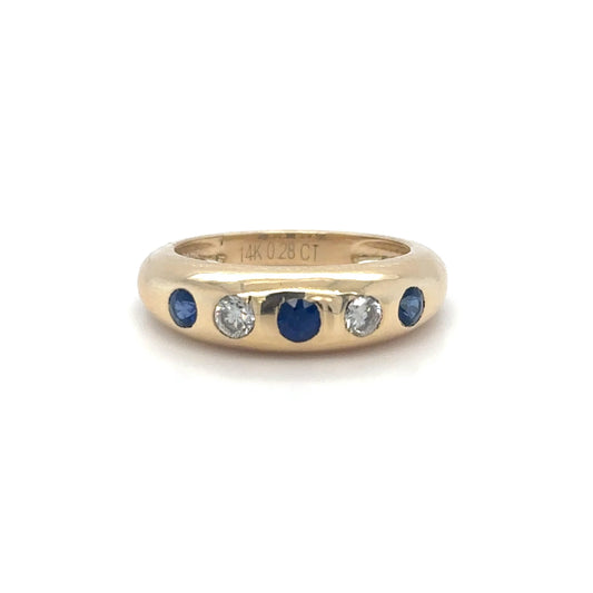 14KT YELLOW GOLD SAPPHIRE AND DIAMOND RING