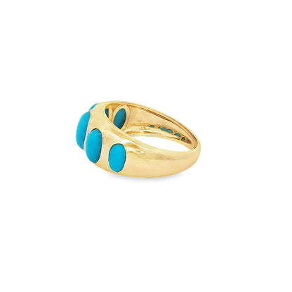 14KT YELLOW GOLD TURQUOISE GYPSY STYLE RING