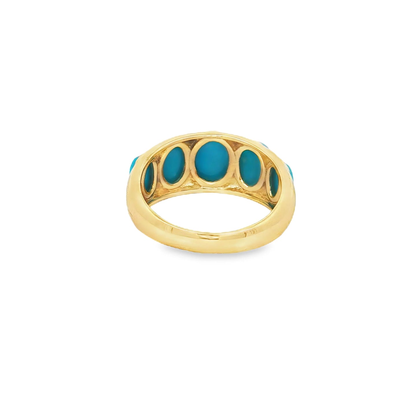 14KT YELLOW GOLD TURQUOISE GYPSY STYLE RING