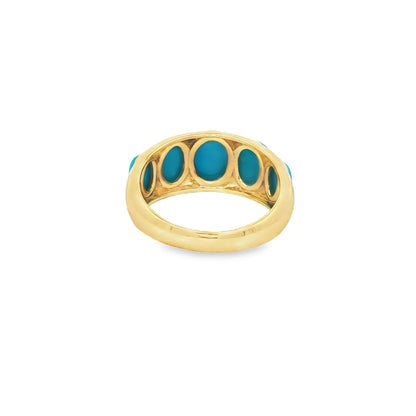 14KT YELLOW GOLD TURQUOISE GYPSY STYLE RING