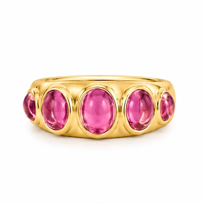 14KT YELLOW GOLD PINK TOURMALINE STYLE RING