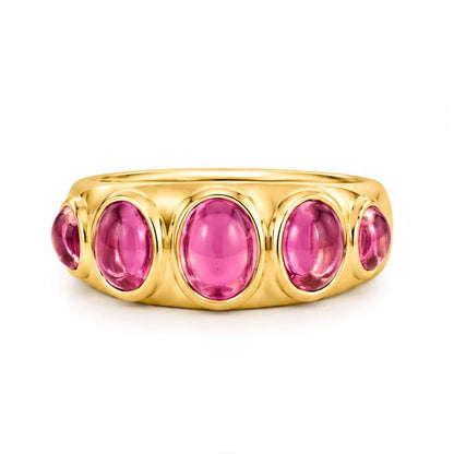 14KT YELLOW GOLD PINK TOURMALINE STYLE RING