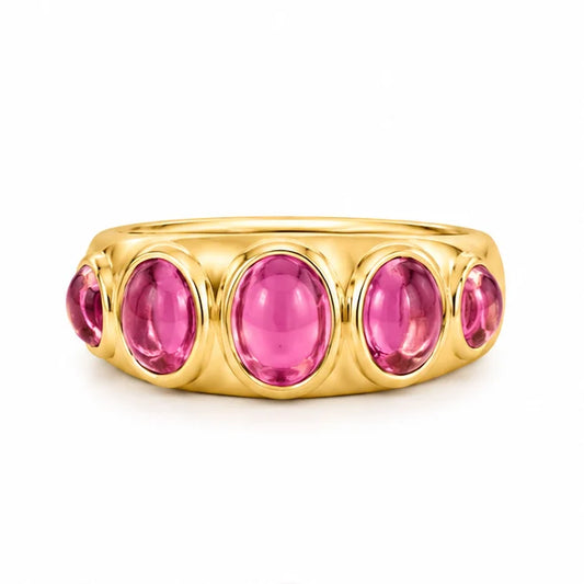 14KT YELLOW GOLD PINK TOURMALINE STYLE RING