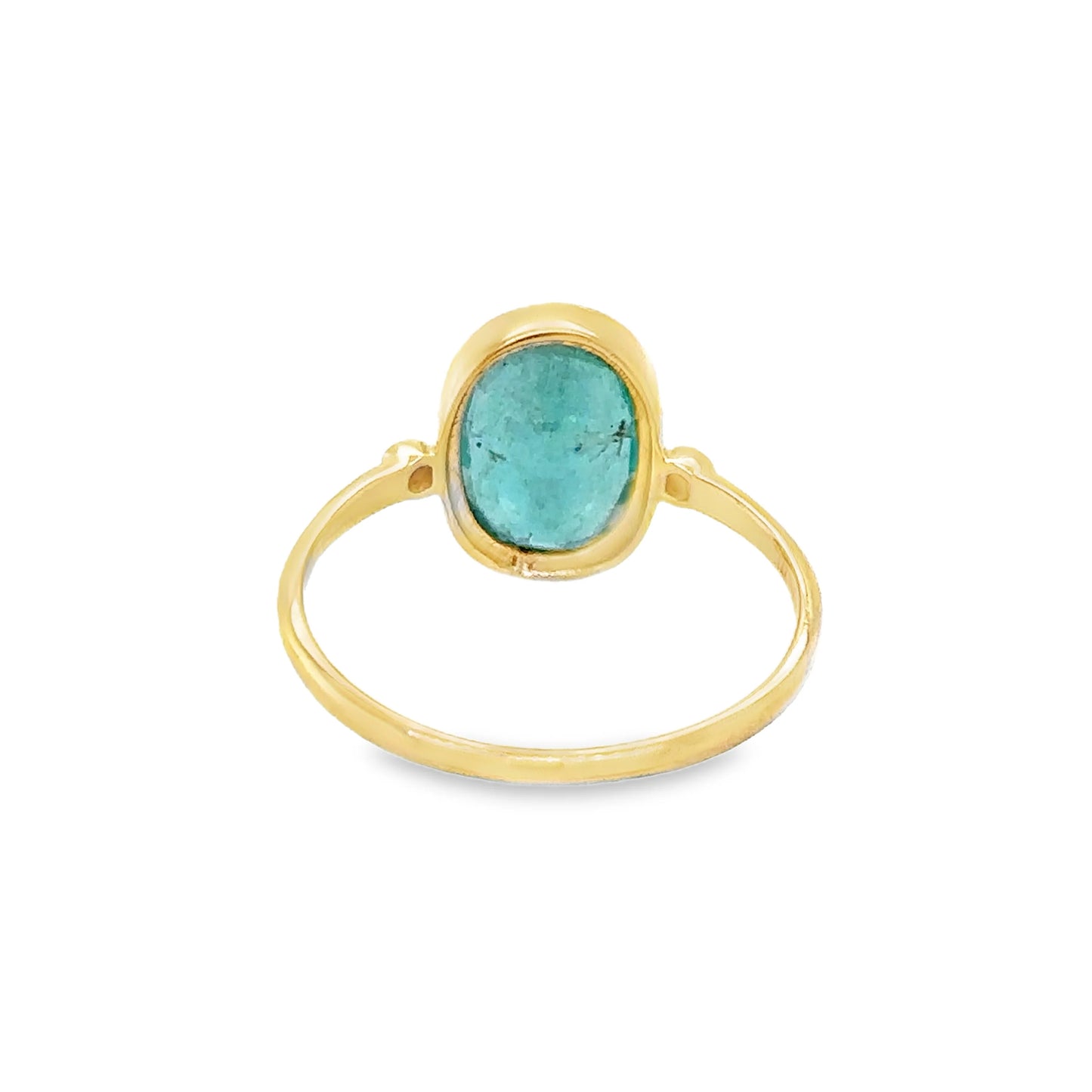 14KT YELLOW GOLD EMERALD AND DIAMOND OVAL SHAPE RING