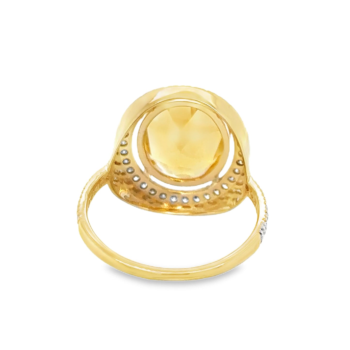 14KT YELLOW GOLD CITRINE AND DIAMONDS RING