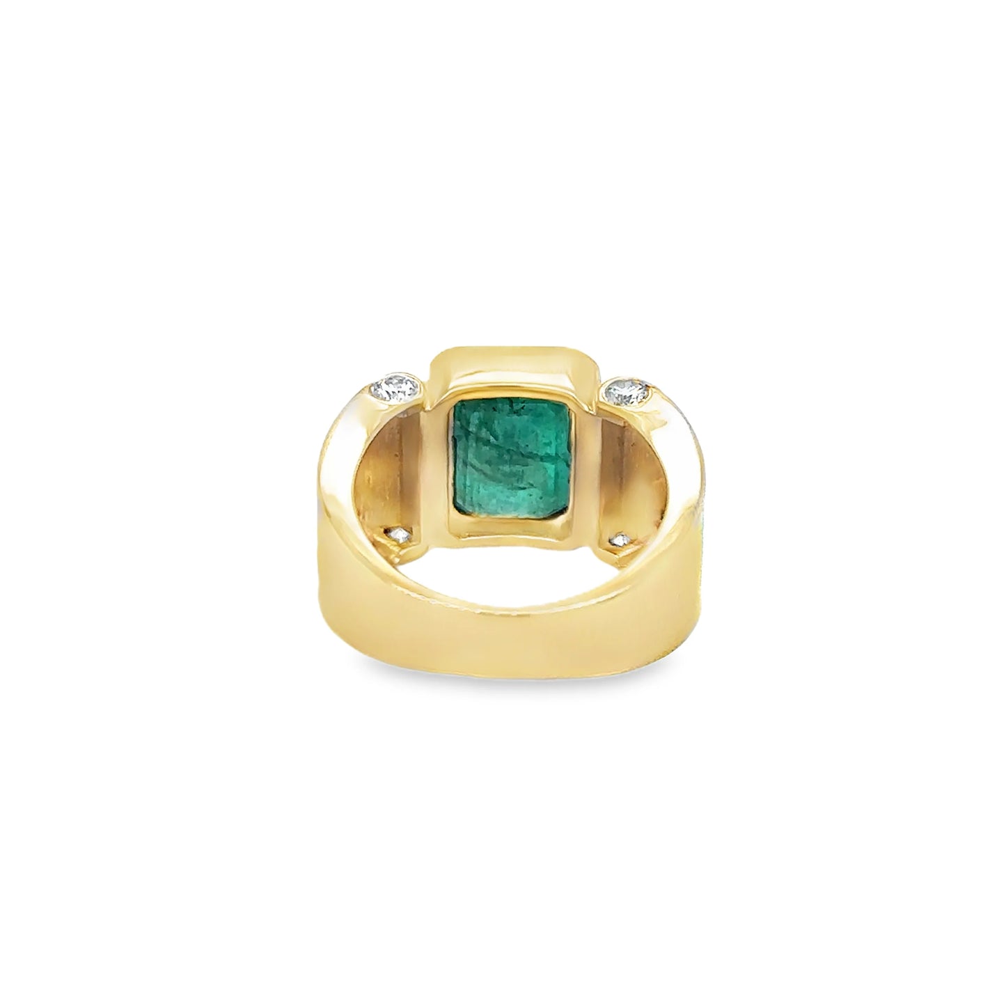 14KT YELLOW GOLD EMERALD AND DIAMOND RING