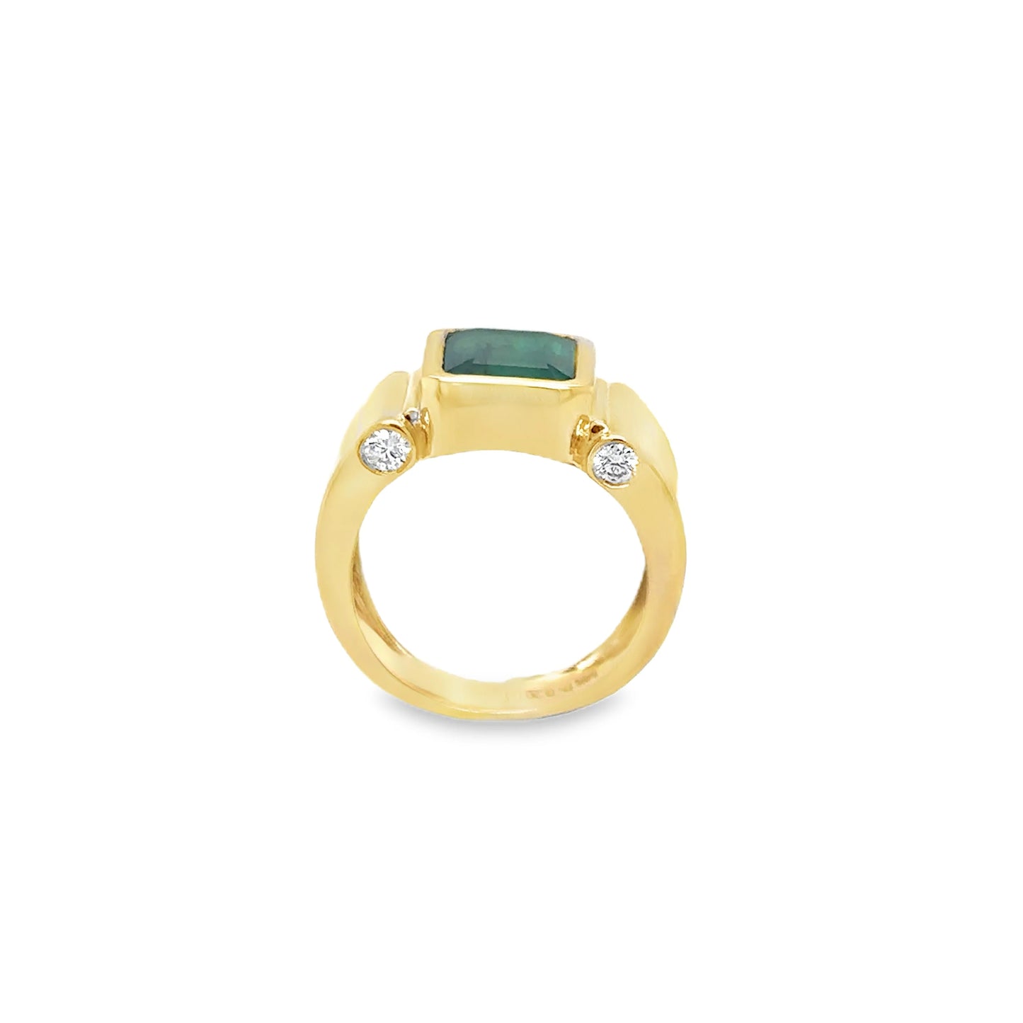 14KT YELLOW GOLD EMERALD AND DIAMOND RING