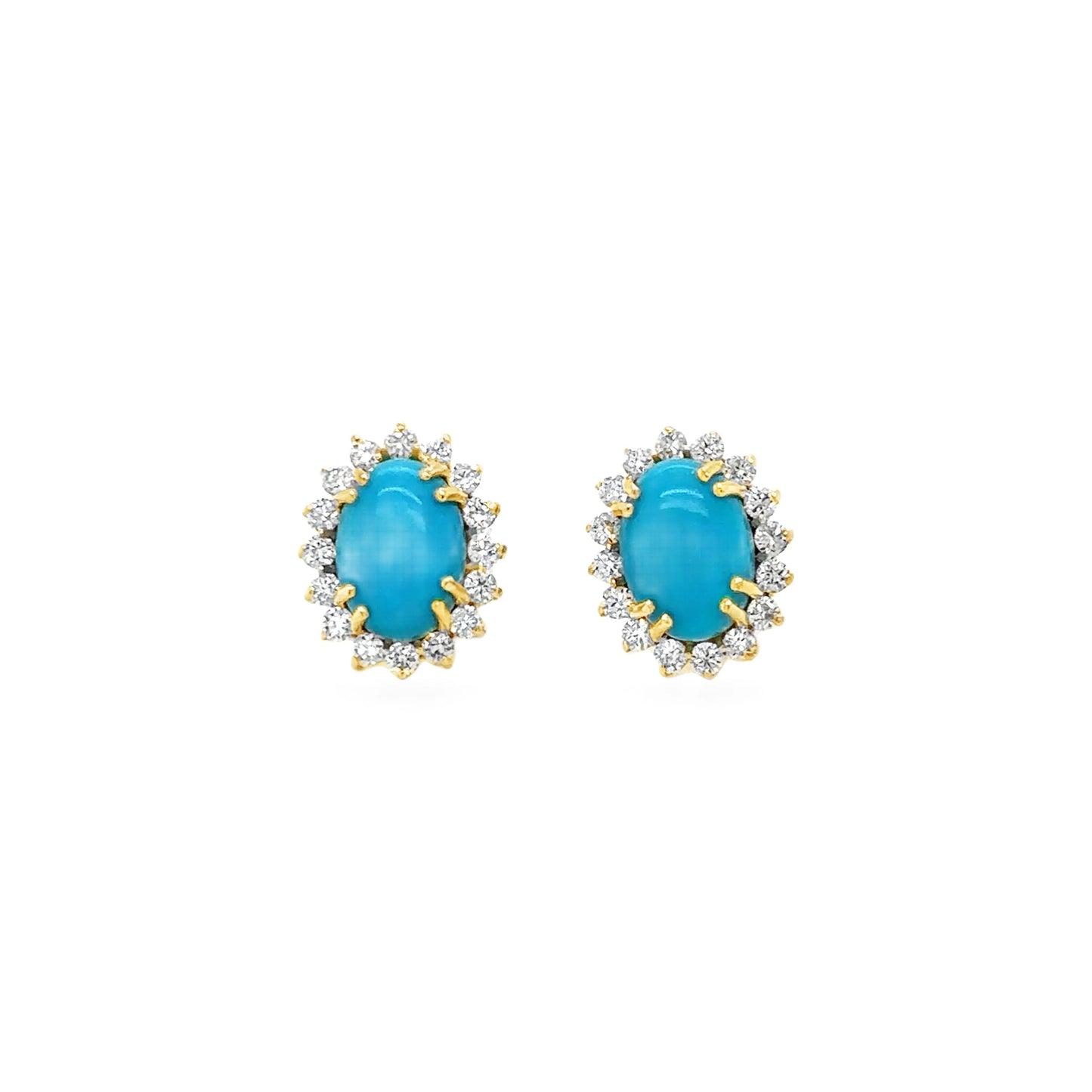 14KT GOLD TURQUOISE AND DIAMONDS EARRINGS