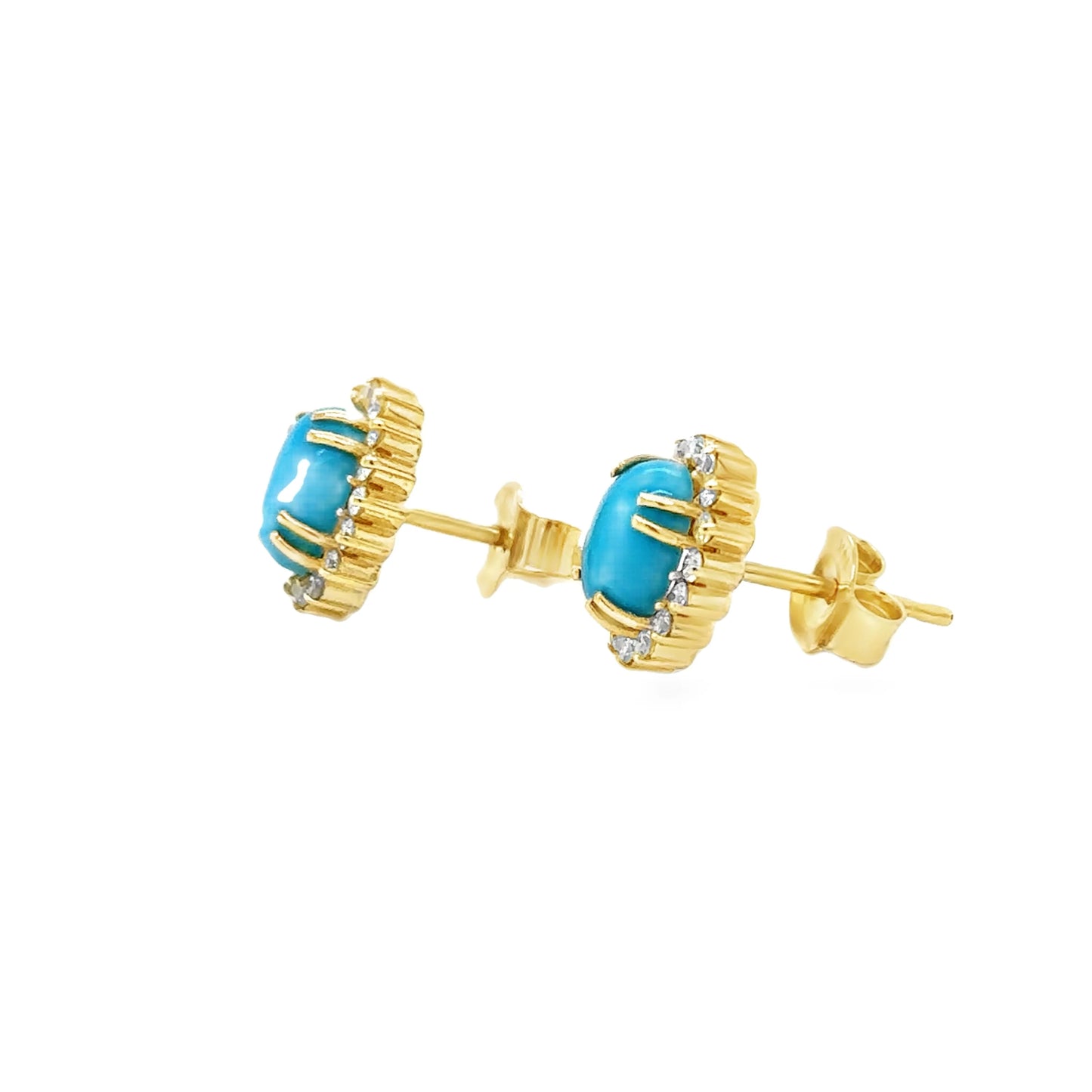 14KT GOLD TURQUOISE AND DIAMONDS EARRINGS