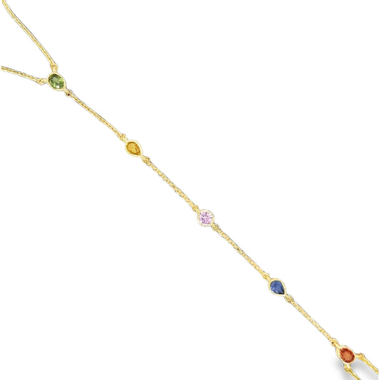 14KT GOLD MUTI SAPPHIRE HAND CHAIN