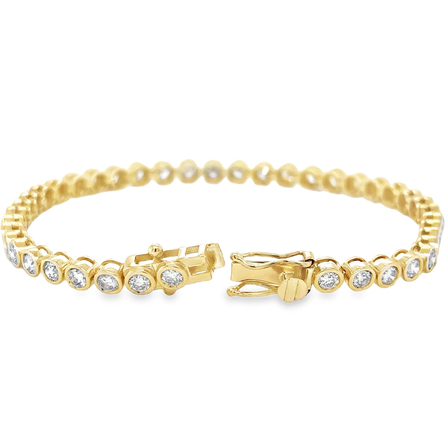 14KT YELLOW GOLD DIAMOND BEZEL TENNIS BRACELET
