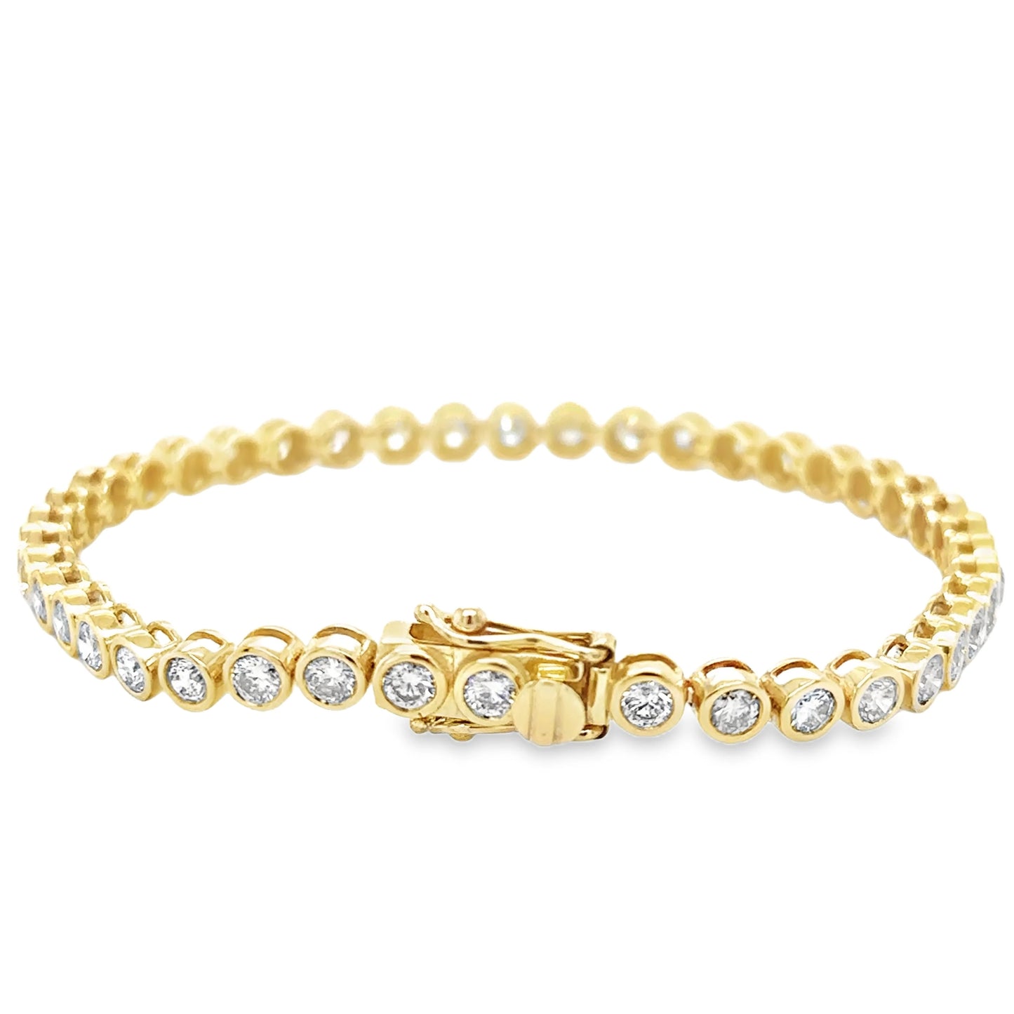 14KT YELLOW GOLD DIAMOND BEZEL TENNIS BRACELET