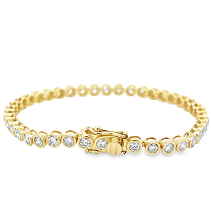 14KT YELLOW GOLD DIAMOND BEZEL TENNIS BRACELET