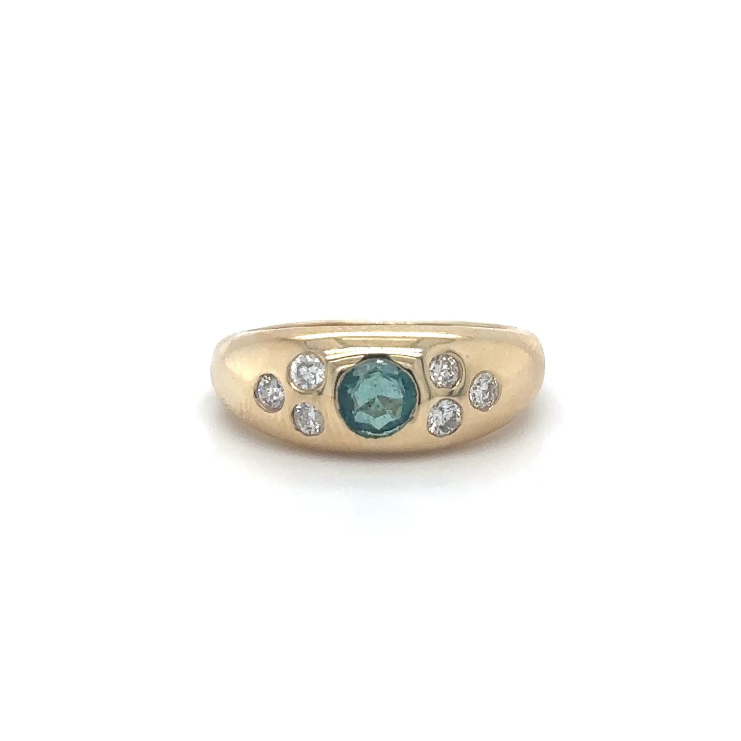 14KT YELLOW GOLD EMERALD AND DIAMONDS RING