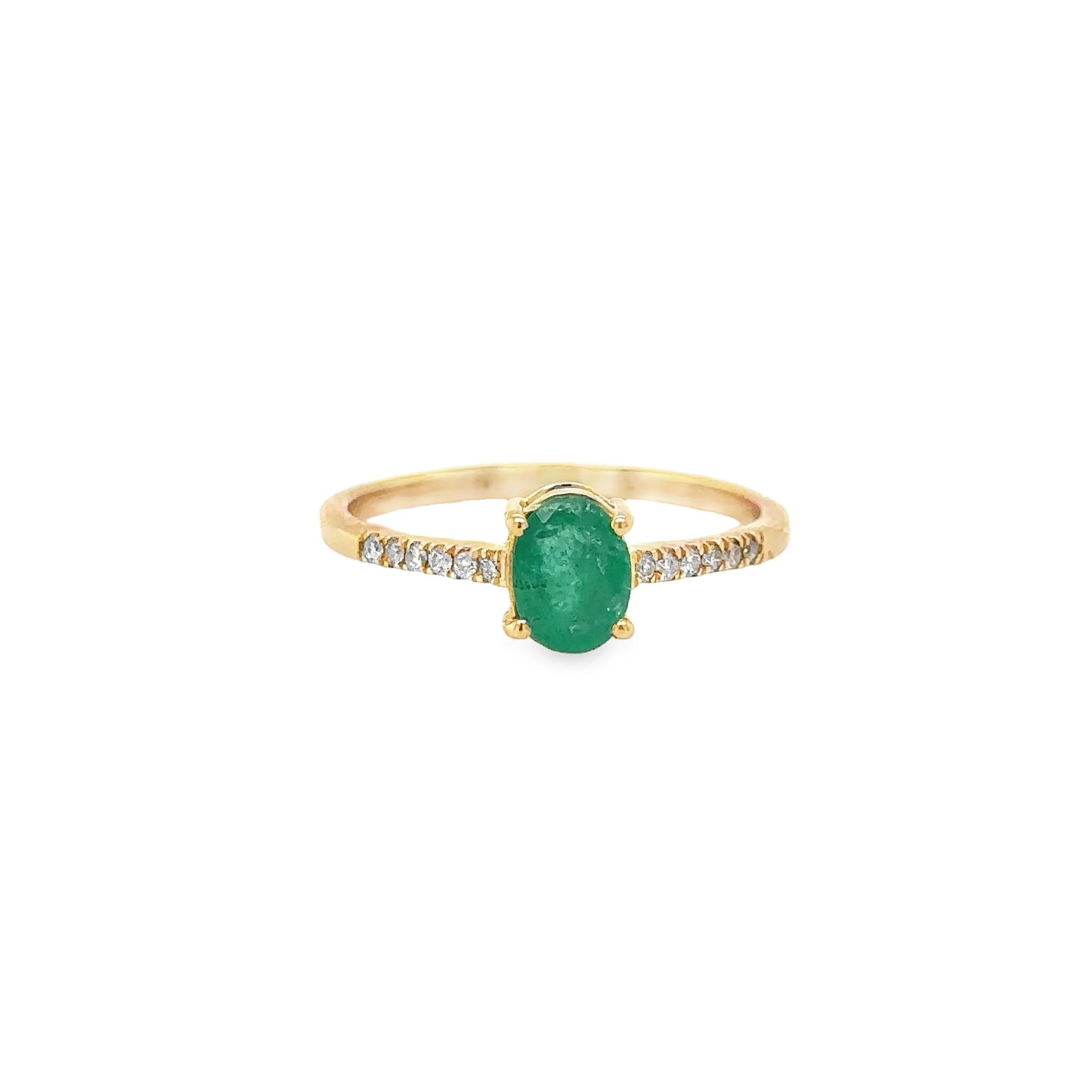 14KT YELLOW GOLD EMERALD AND DIAMONDS RING