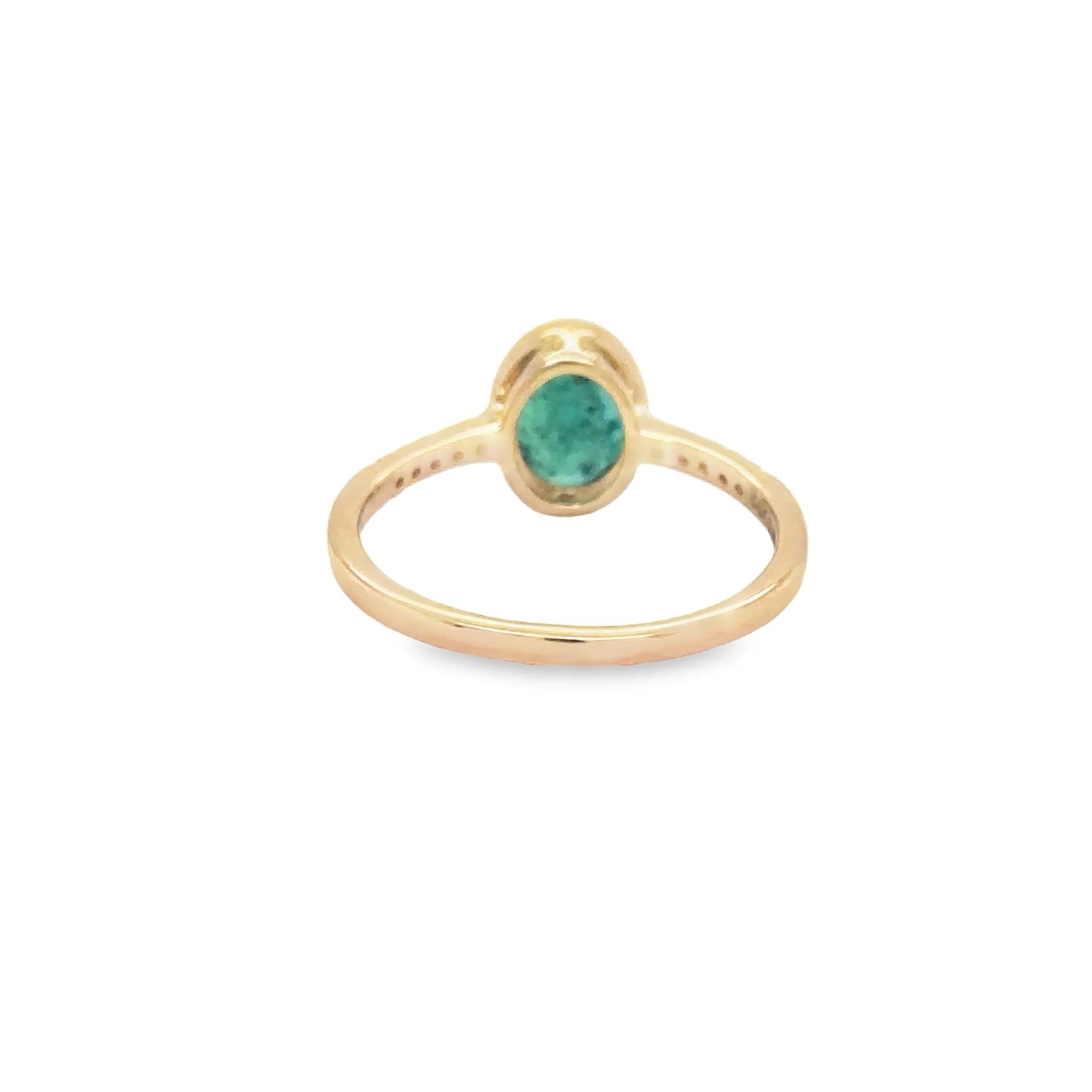 14KT YELLOW GOLD EMERALD OVAL WITH DIAMONDS RING