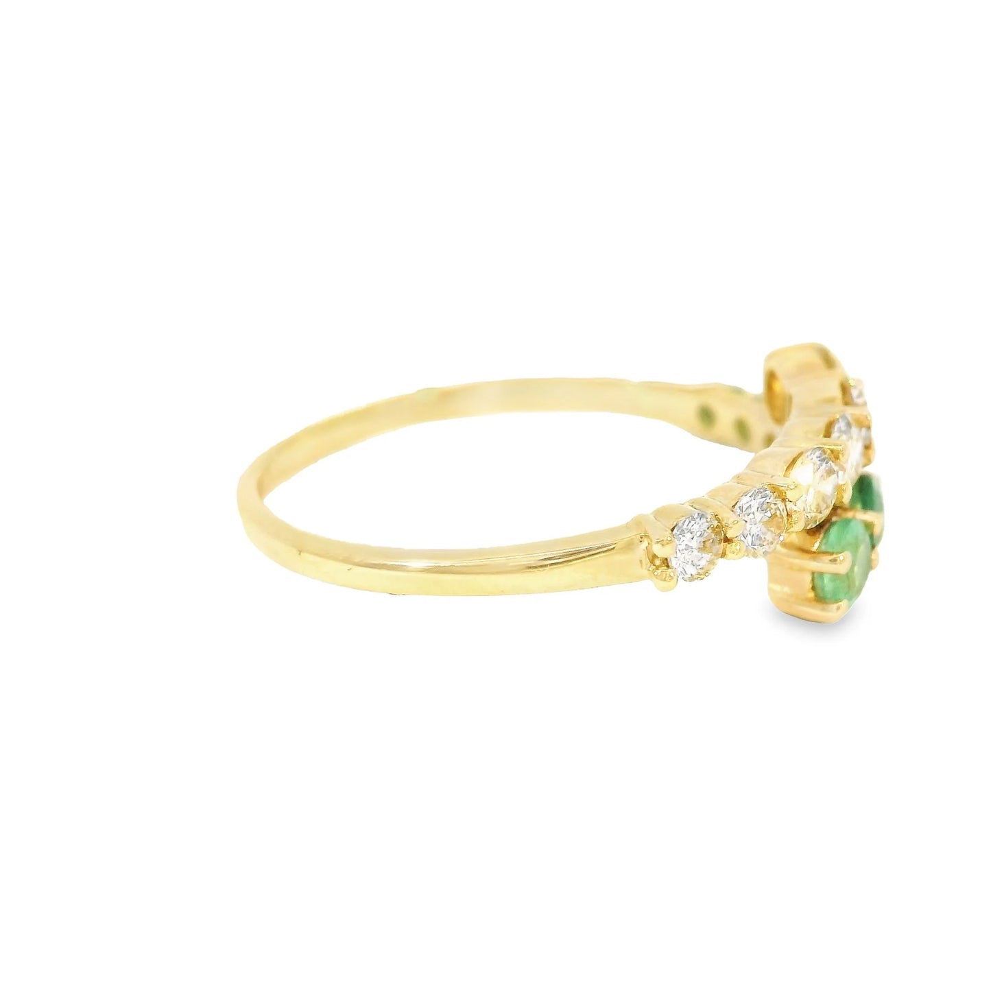 14KT YELLOW GOLD EMERALD AND DIAMOND RING