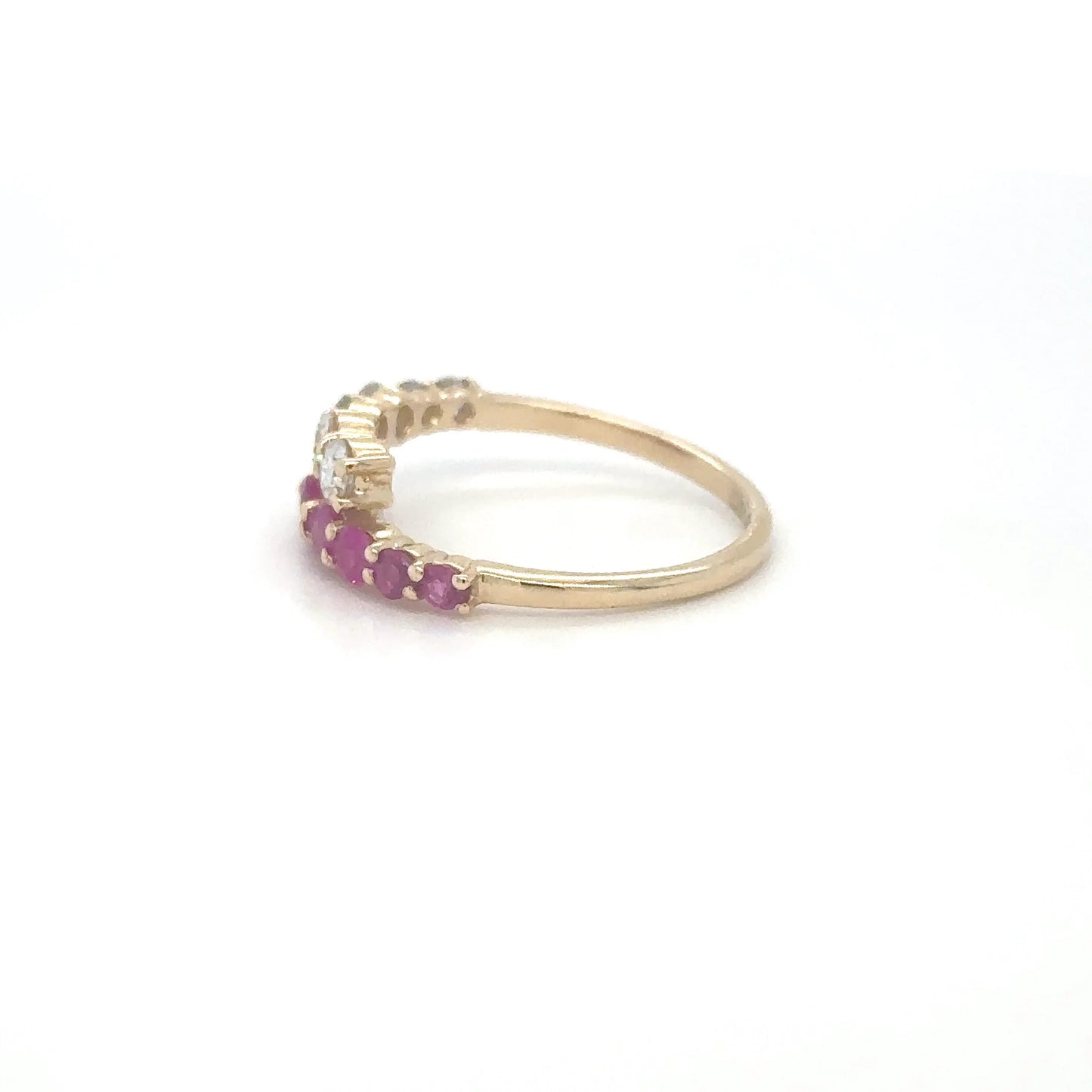 14KT YELLOW GOLD RUBY AND DIAMOND RING