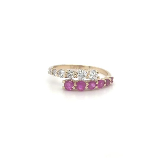 14KT YELLOW GOLD RUBY AND DIAMOND RING