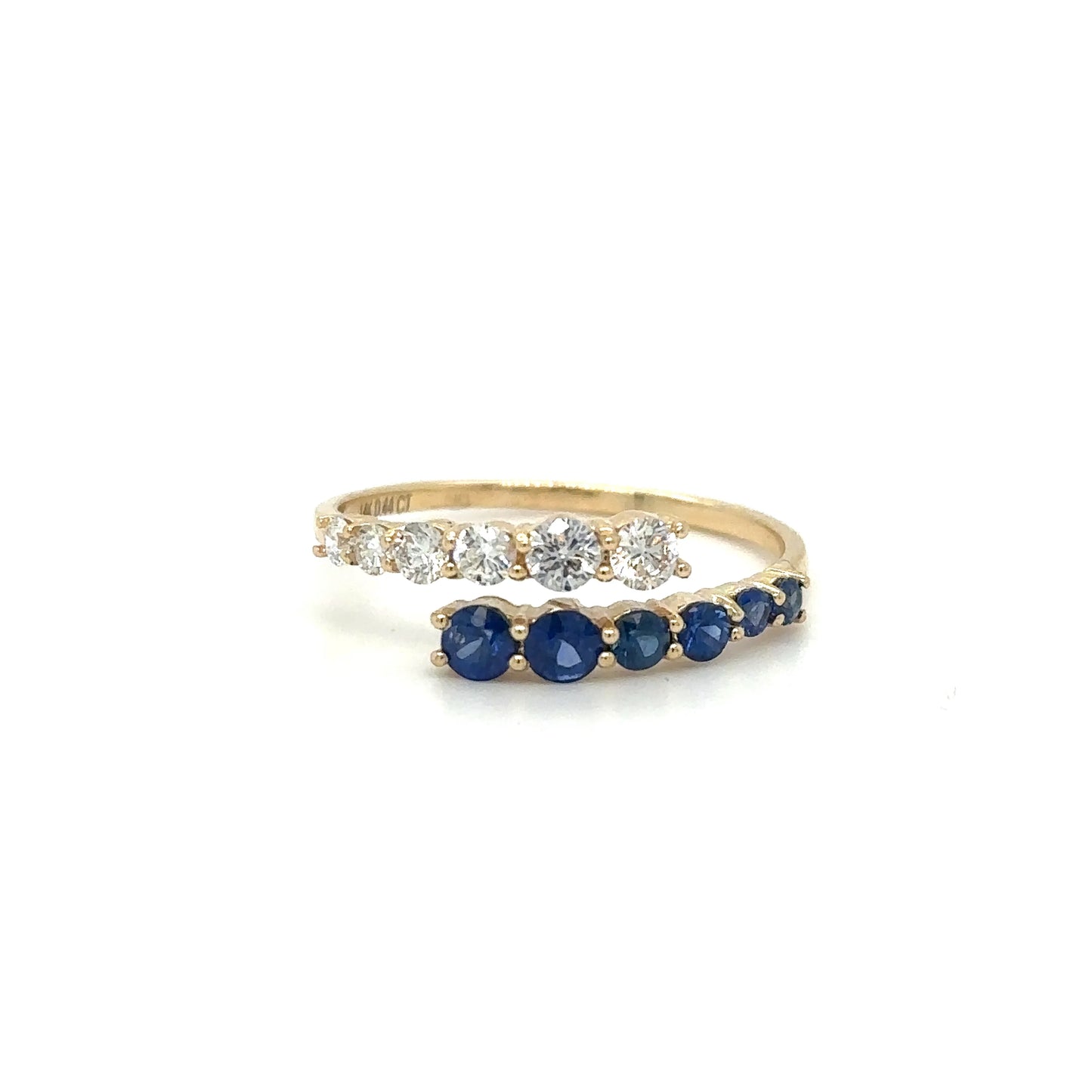 14K YELLOW GOLD SAPPHIRE AND DIAMOND RING