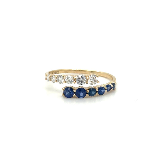 14K YELLOW GOLD SAPPHIRE AND DIAMOND RING