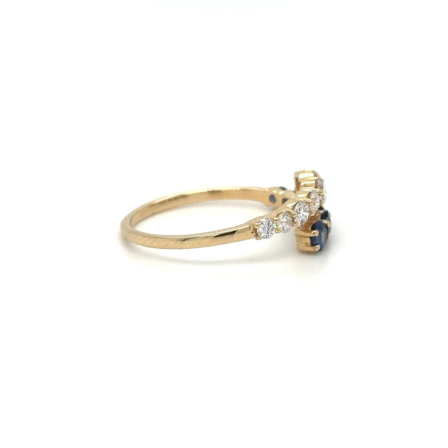 14K YELLOW GOLD SAPPHIRE AND DIAMOND RING
