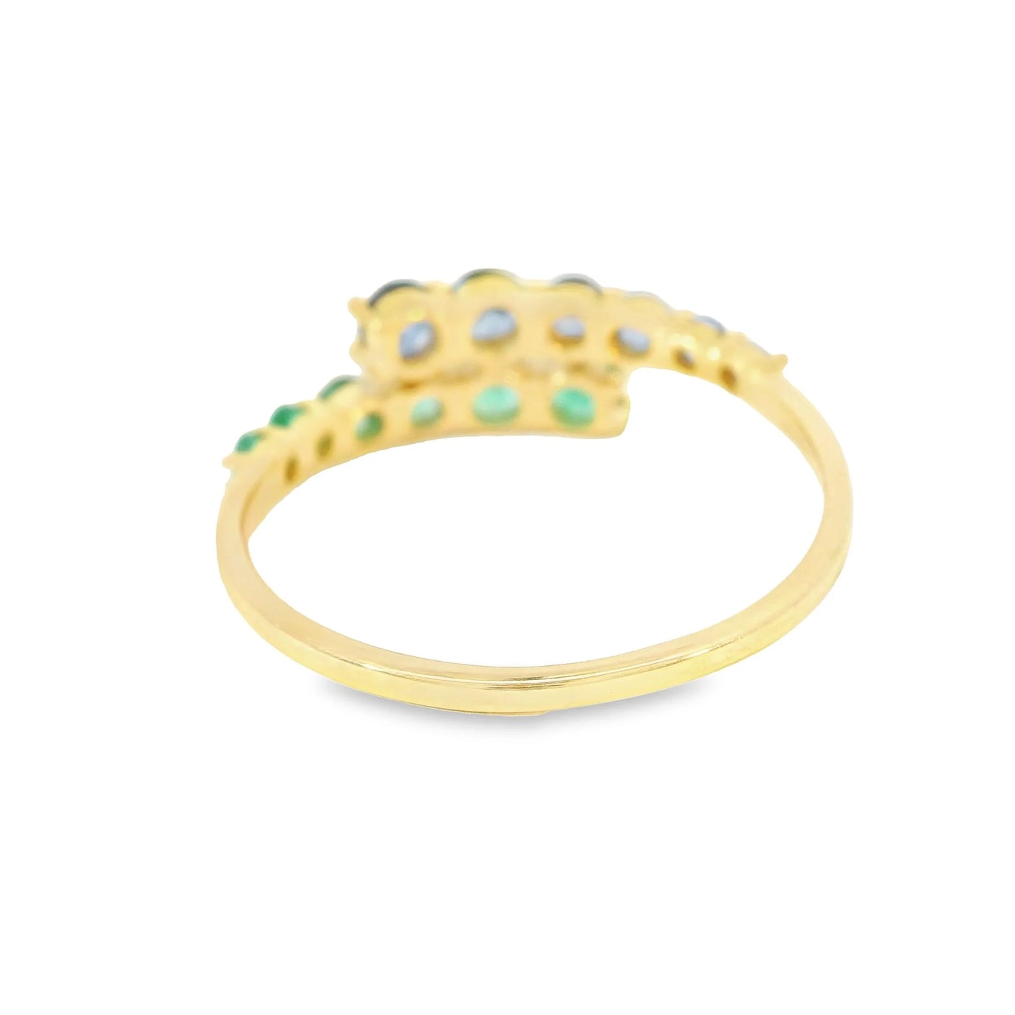 14K YELLOW GOLD EMERALD AND SAPPHIRE RING