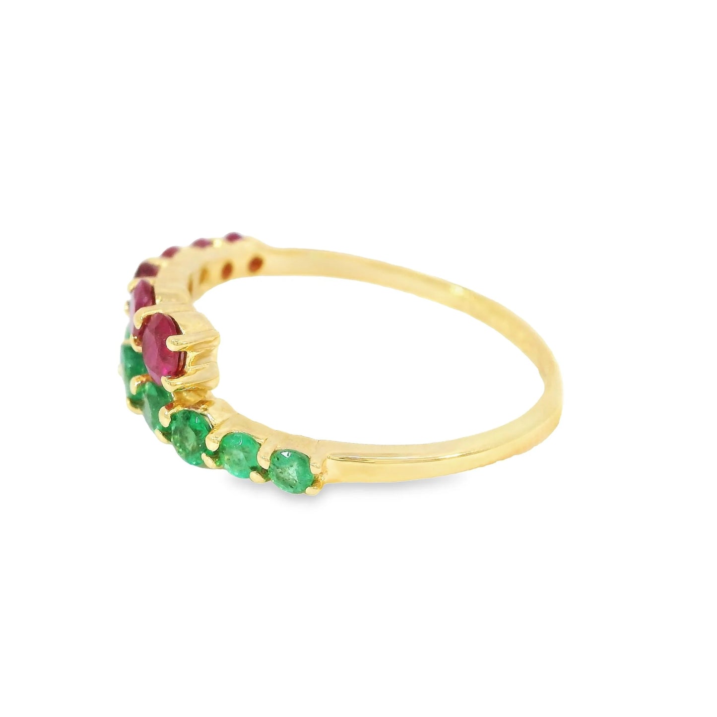 14KT YELLOW GOLD EMERALD AND RUBY RING