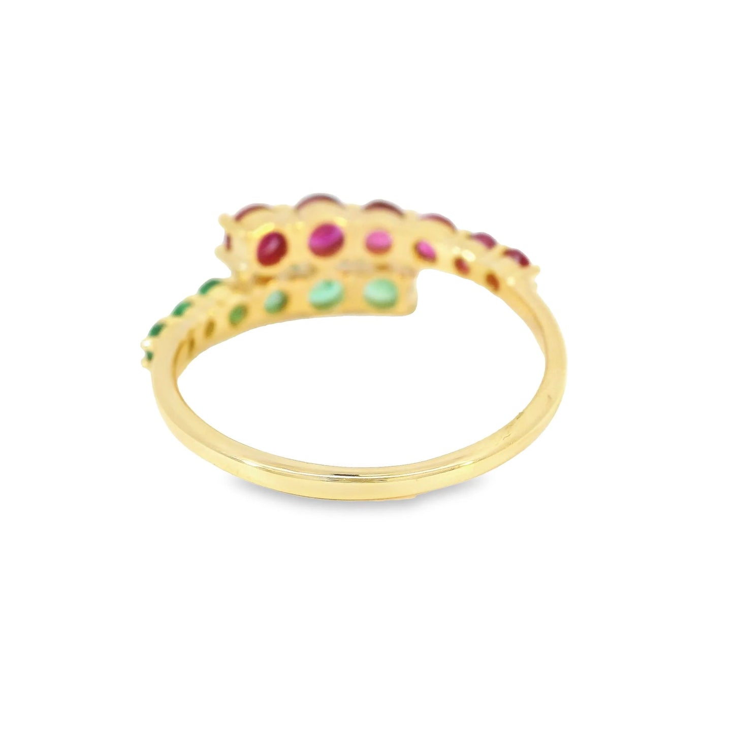 14KT YELLOW GOLD EMERALD AND RUBY RING