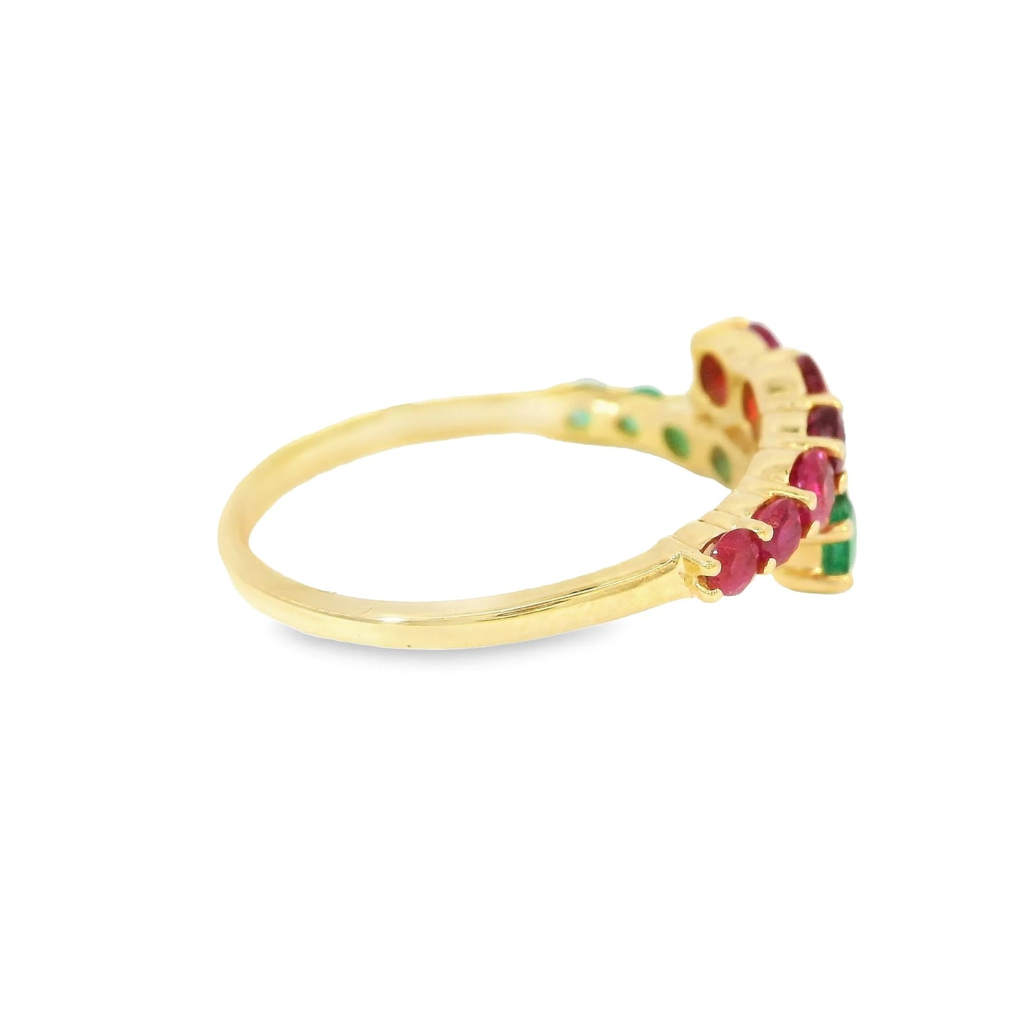 14KT YELLOW GOLD EMERALD AND RUBY RING