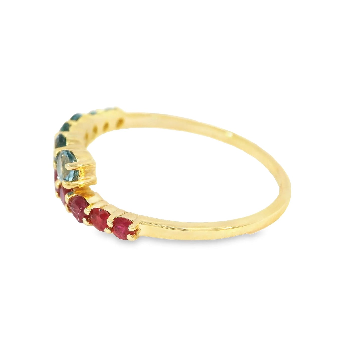 14KT YELLOW GOLD TOPAZ AND RUBY RING