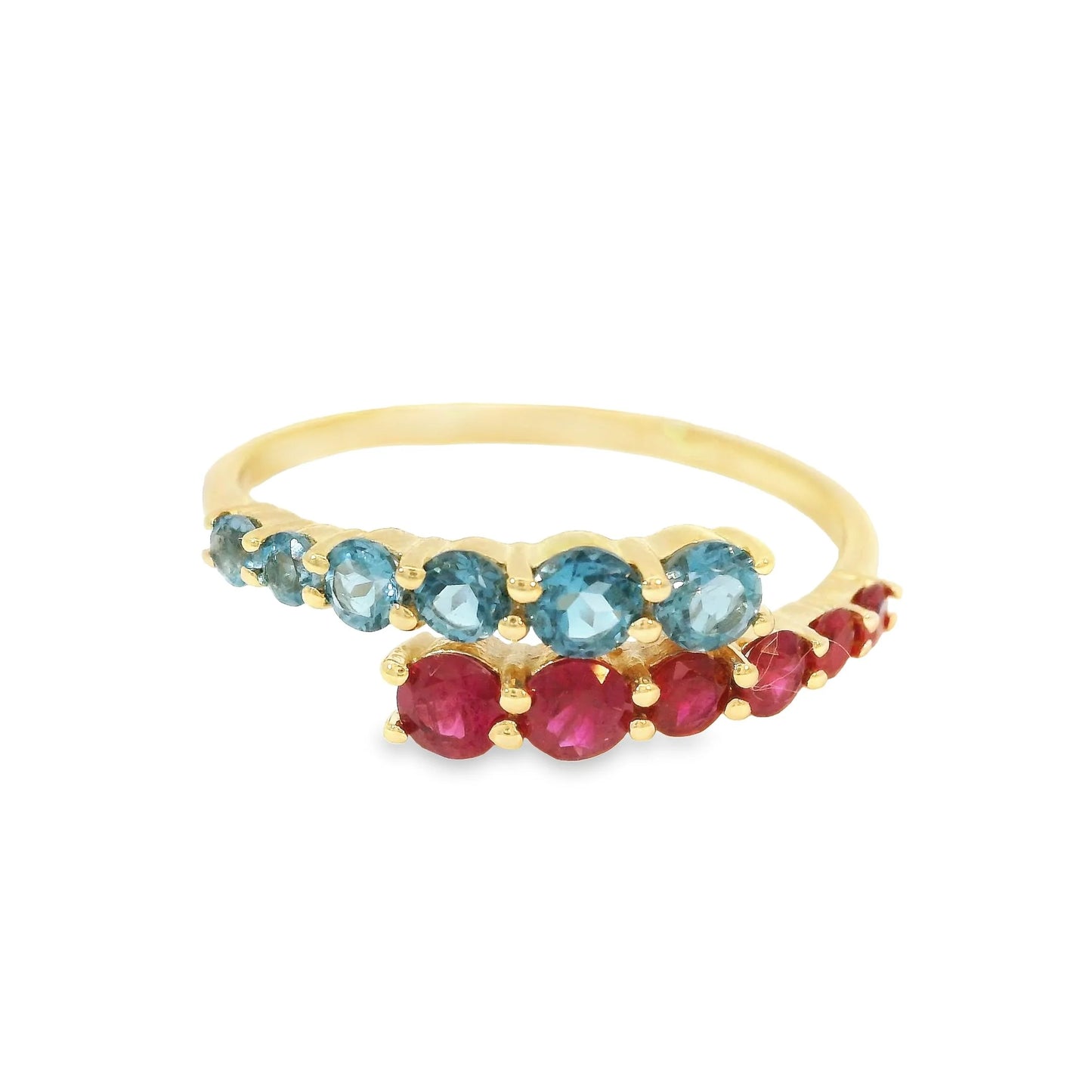 14KT YELLOW GOLD TOPAZ AND RUBY RING