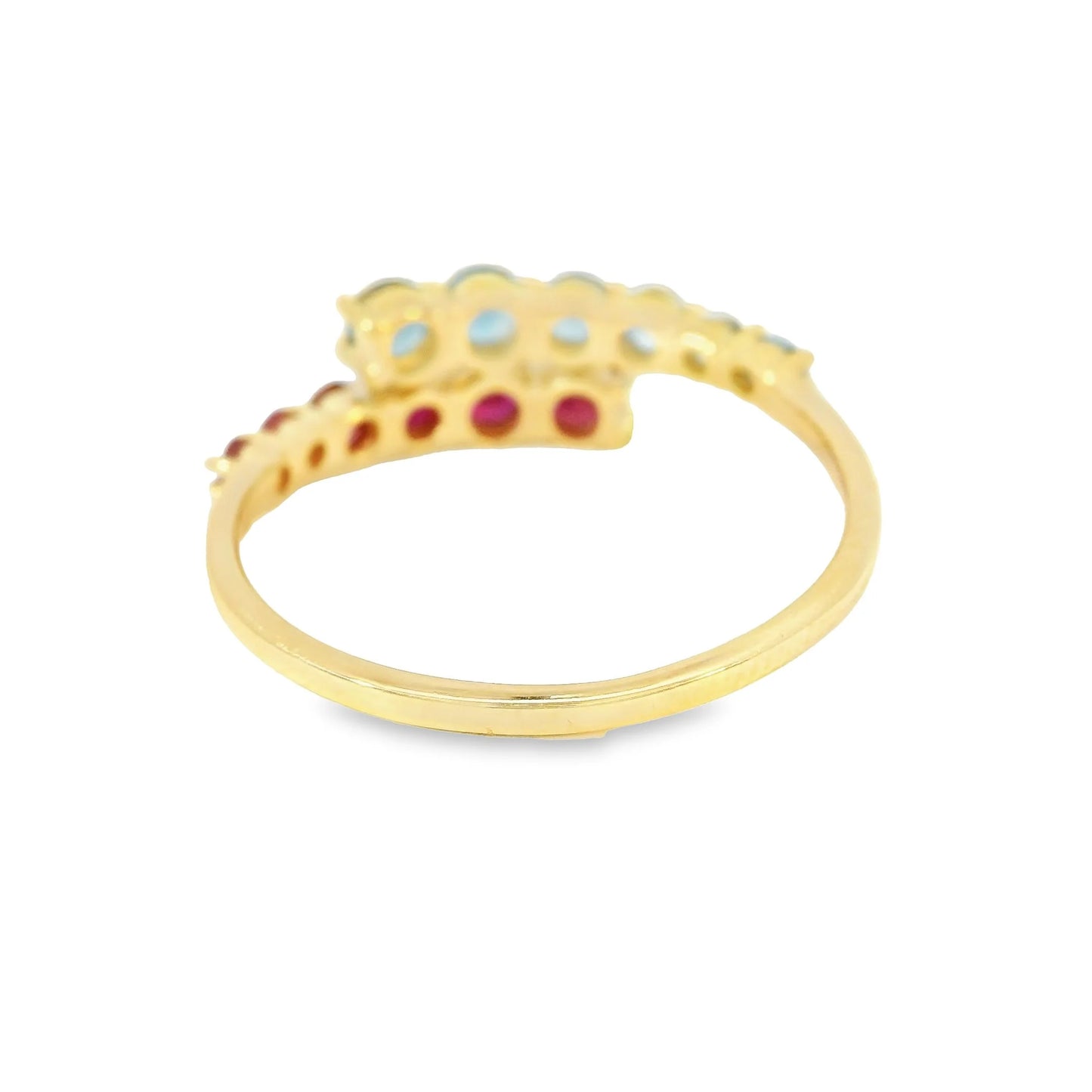 14KT YELLOW GOLD TOPAZ AND RUBY RING