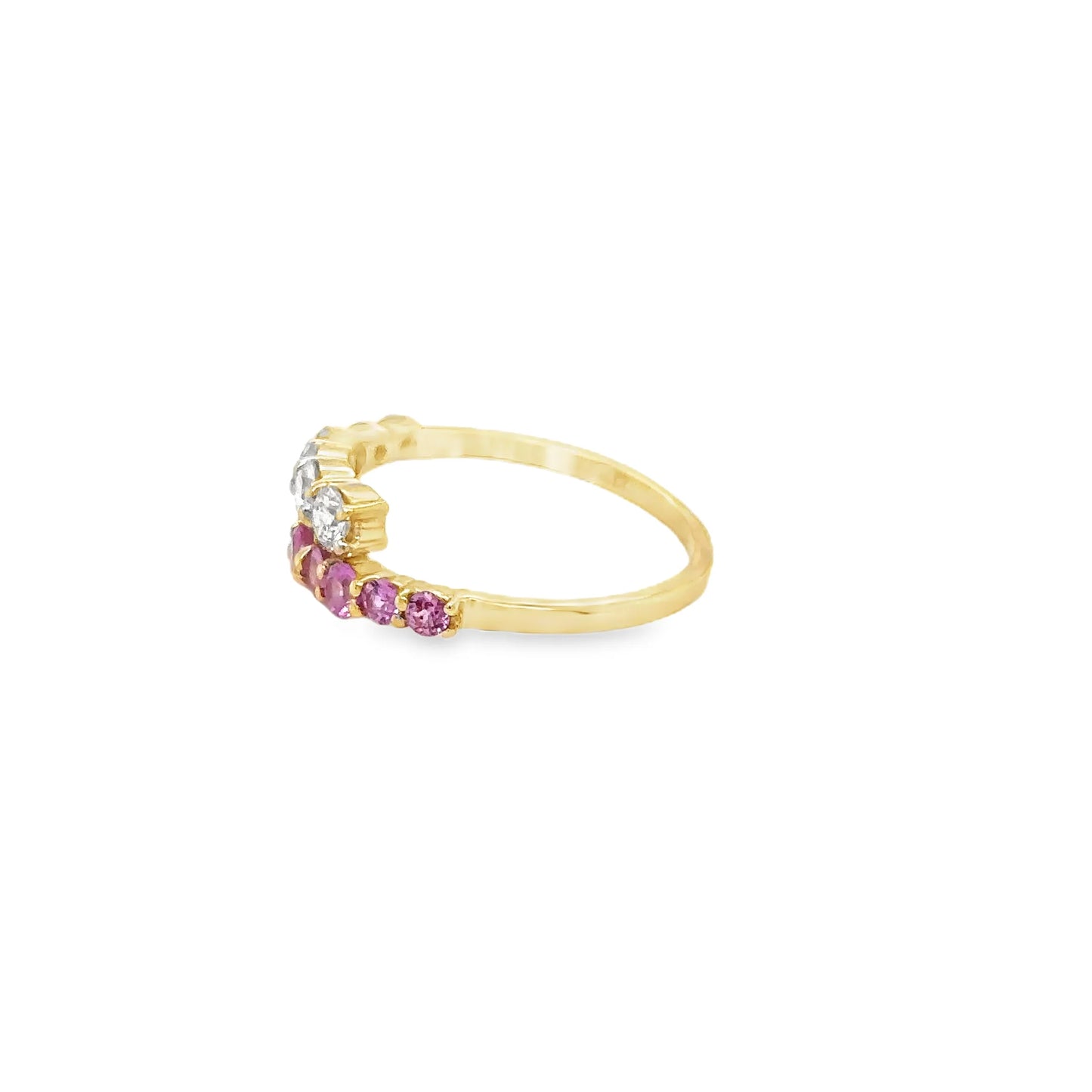 14KT YELLOW GOLD PINK SAPPHIRE AND DIAMONDS RING