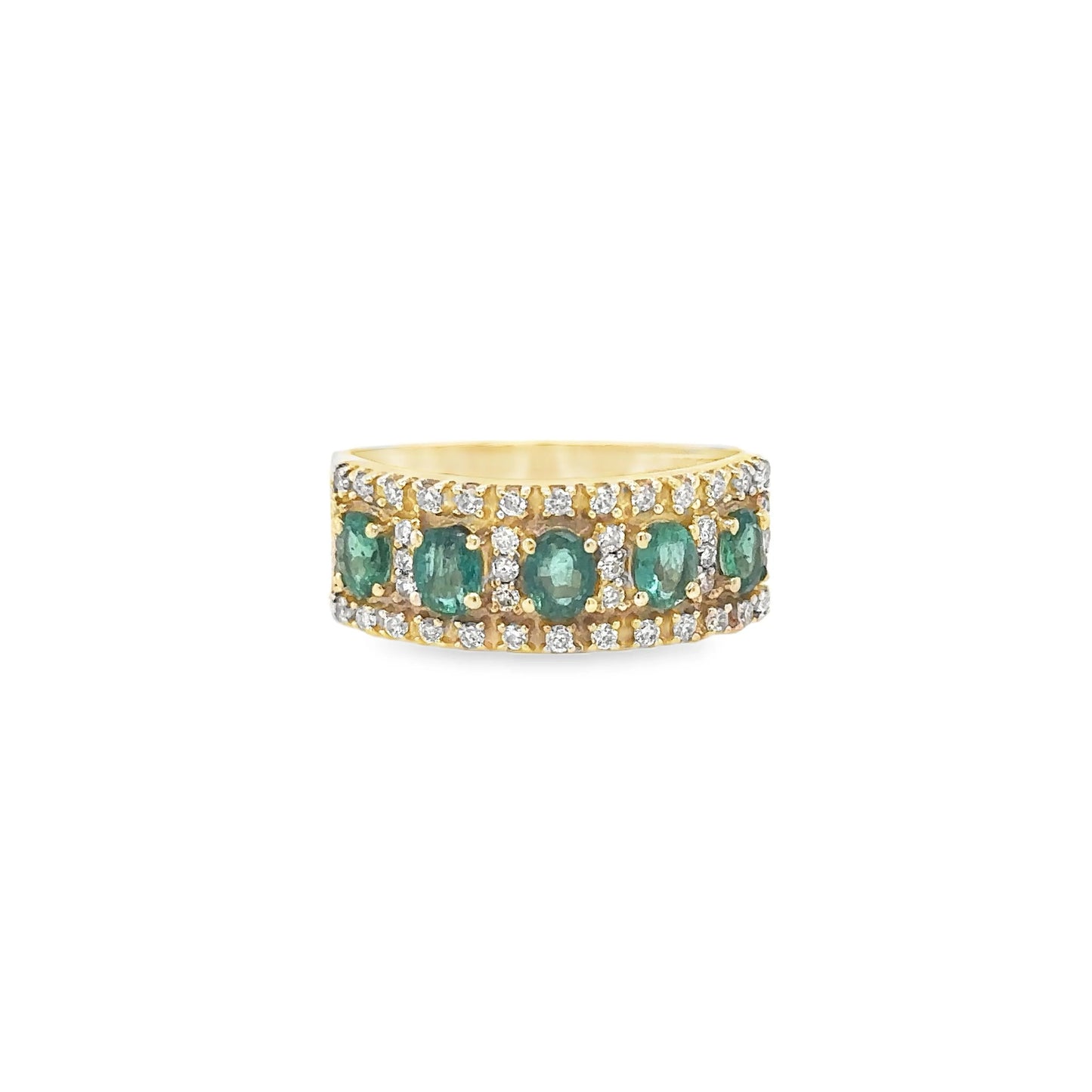14KT DIAMOND EMERALD RING