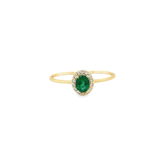 14KT YELLOW GOLD EMERALD AND DIAMONDS RING