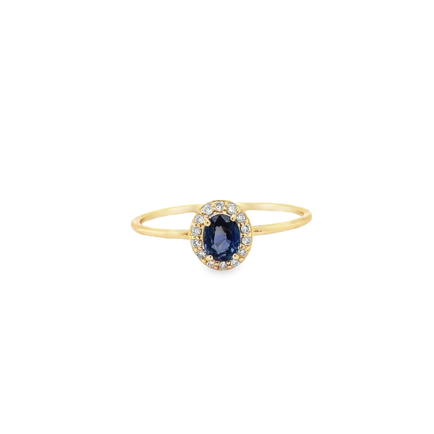 14KT YELLOW GOLD SAPPHIRE AND DIAMONDS RING