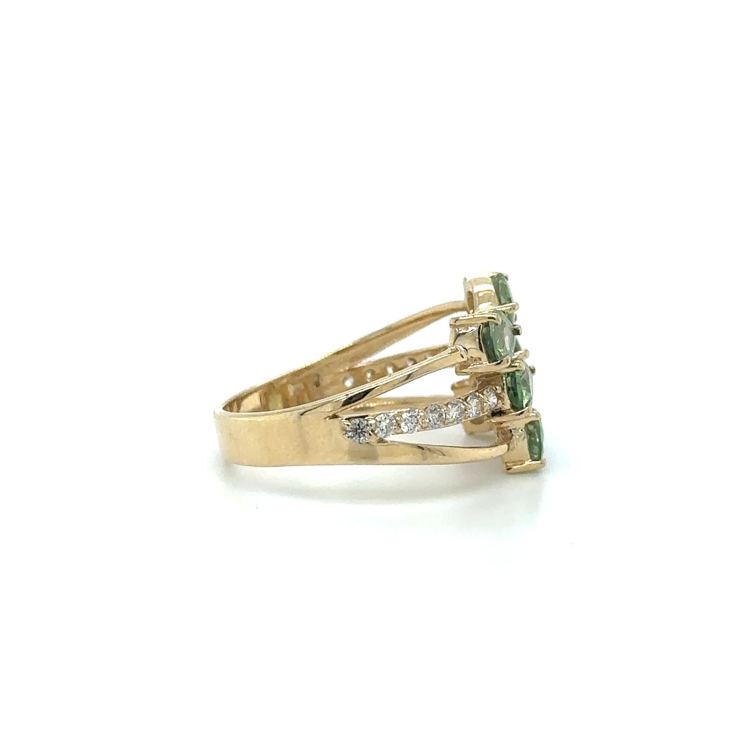 YELLOW GOLD GREEN SAPPHIRE DIAMOND RING