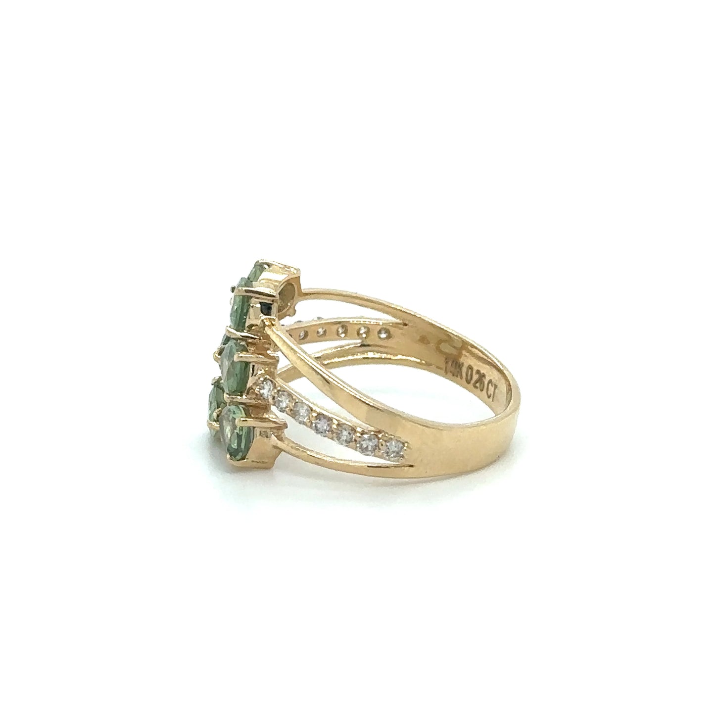 YELLOW GOLD GREEN SAPPHIRE DIAMOND RING