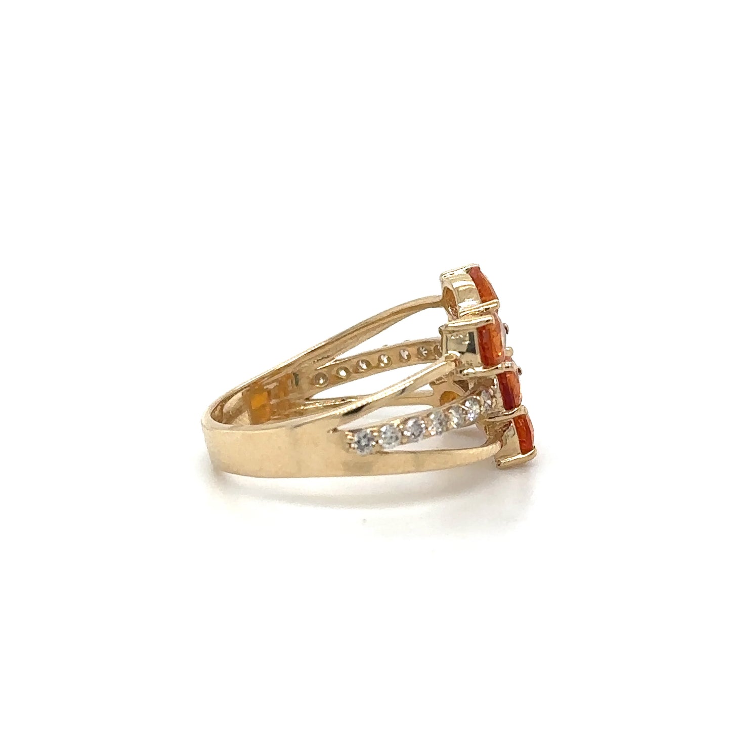 YELLOW GOLD ORANGE SAPPHIRE DIAMOND RING