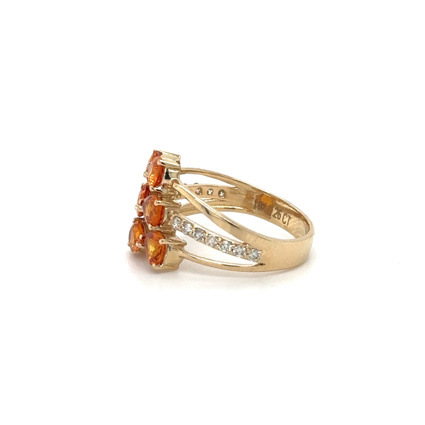 YELLOW GOLD ORANGE SAPPHIRE DIAMOND RING