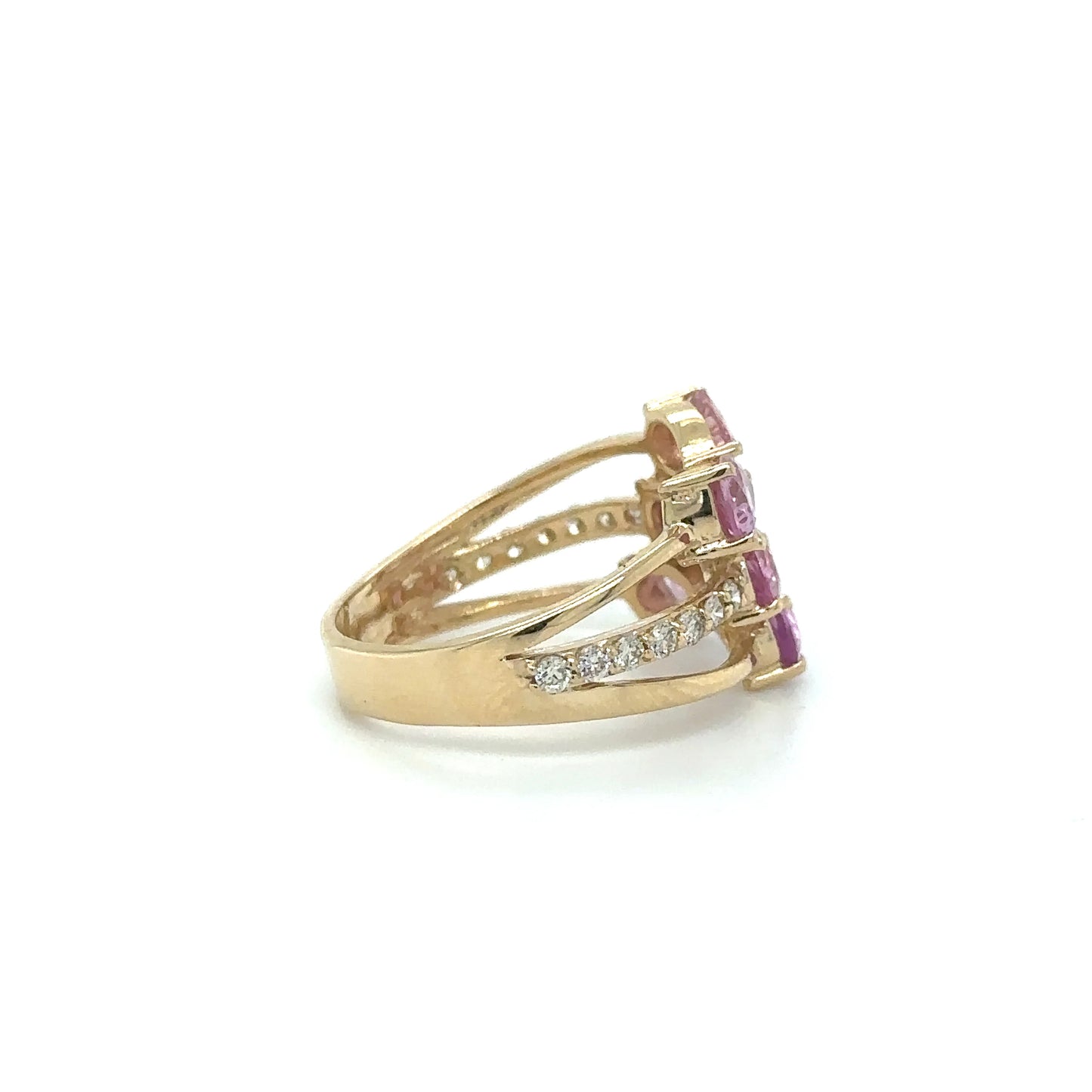 YELLOW GOLD PINK SAPPHIRE DIAMOND RING
