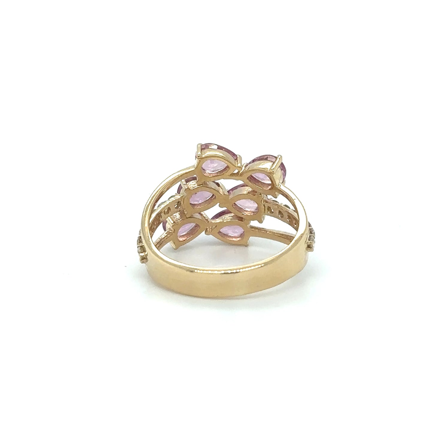 YELLOW GOLD PINK SAPPHIRE DIAMOND RING