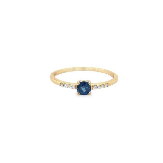 14KT YELLOW GOLD SAPPHIRE AND DIAMONDS RING