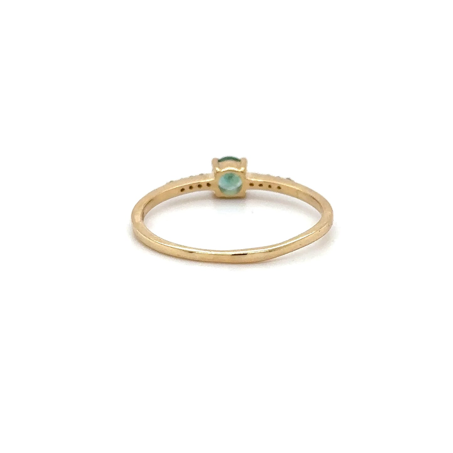 14KT YELLOW GOLD EMERALD AND DIAMONDS RING