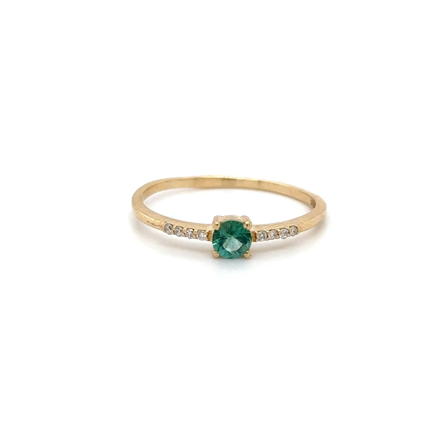 14KT YELLOW GOLD EMERALD AND DIAMONDS RING