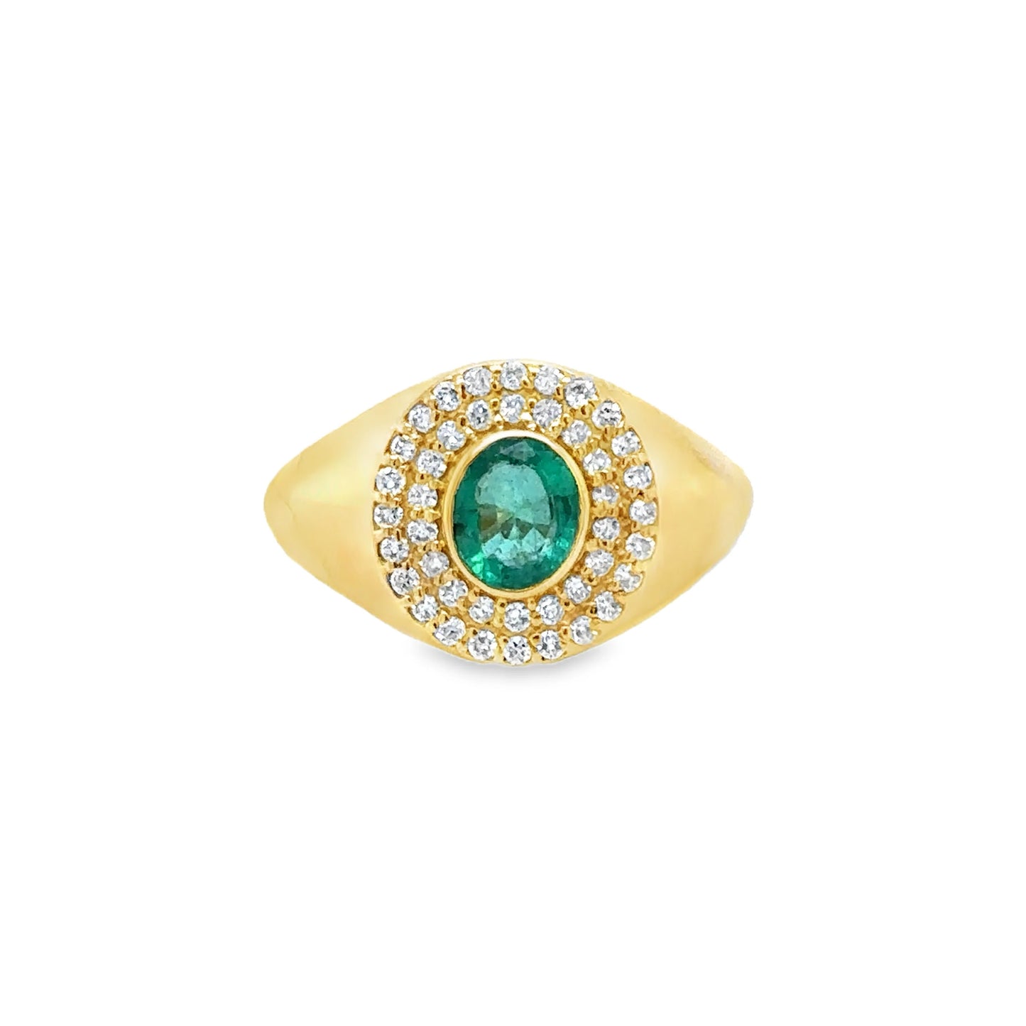 14KT YELLOW GOLD DIAMOND AND EMERALD RING